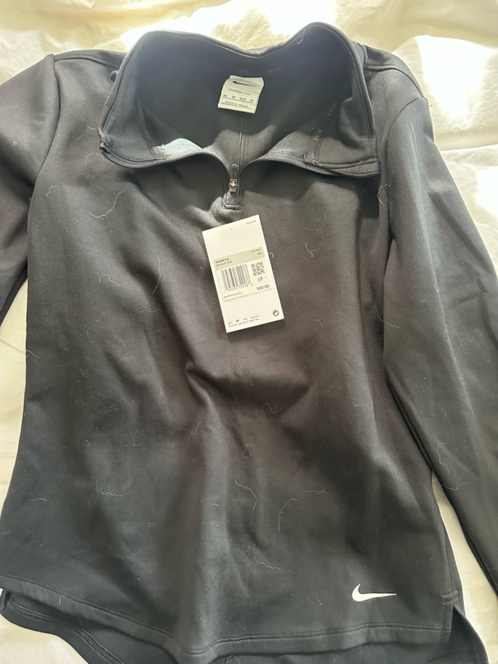 Nike Black Women's Training Quarter-Zip Pullover with White Swoosh